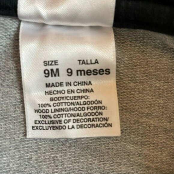 Adidas Baby Grey Zipper Hooded Sweatshirt 9m Sporty Athletic - Picture 4 of 5